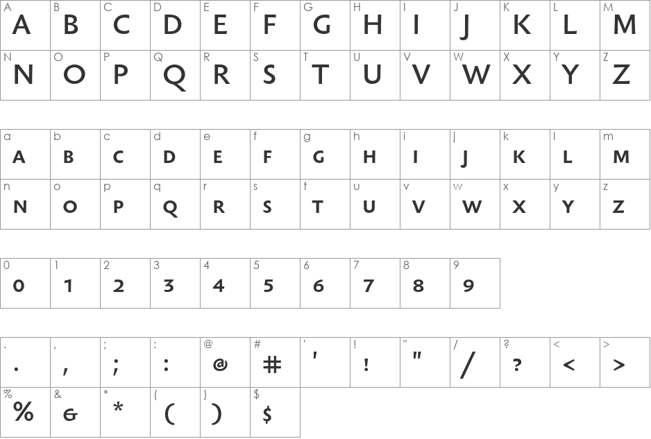 Sebastian Light SC font character map preview