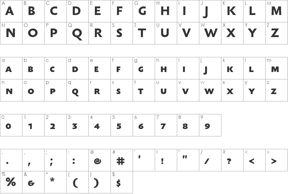 Sebastian Medium SC font character map preview