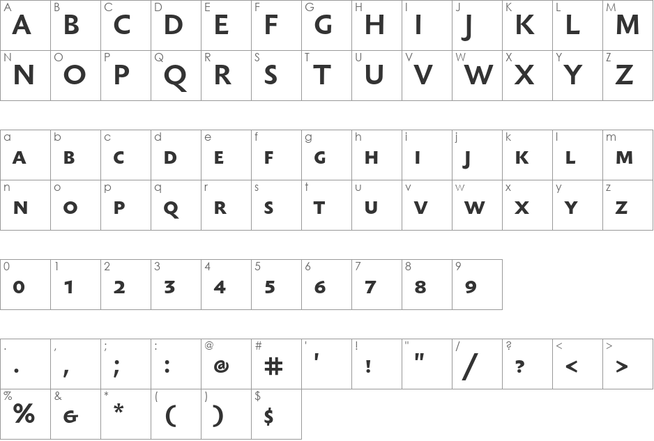 Sebastian Text SC font character map preview