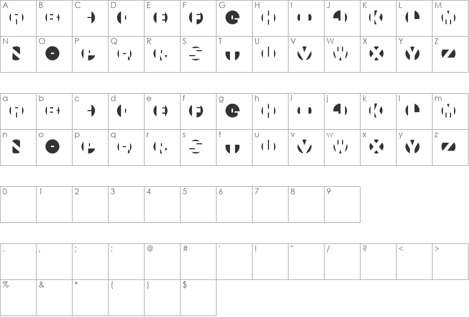 Secret Booze  font character map preview