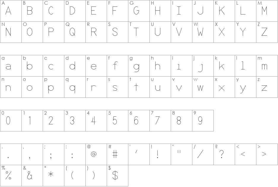 Secret Code font character map preview