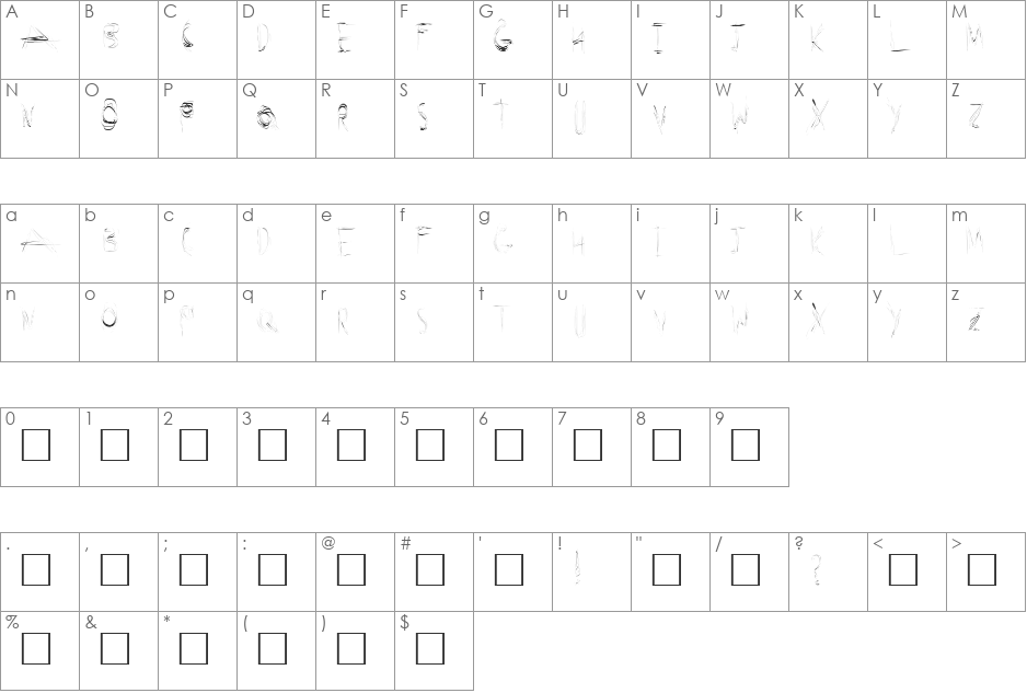 Secret Labs font character map preview