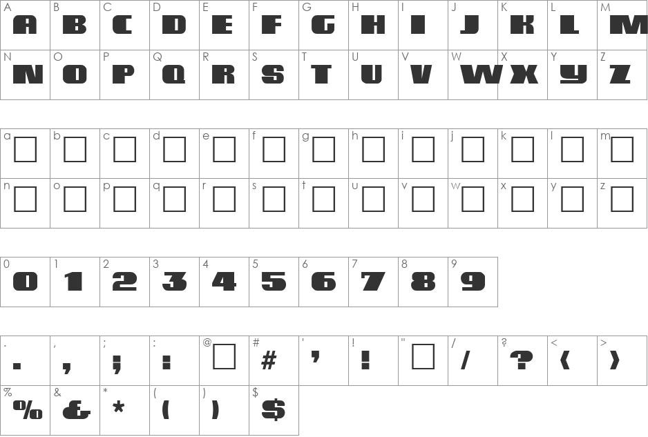 Barracuda font character map preview