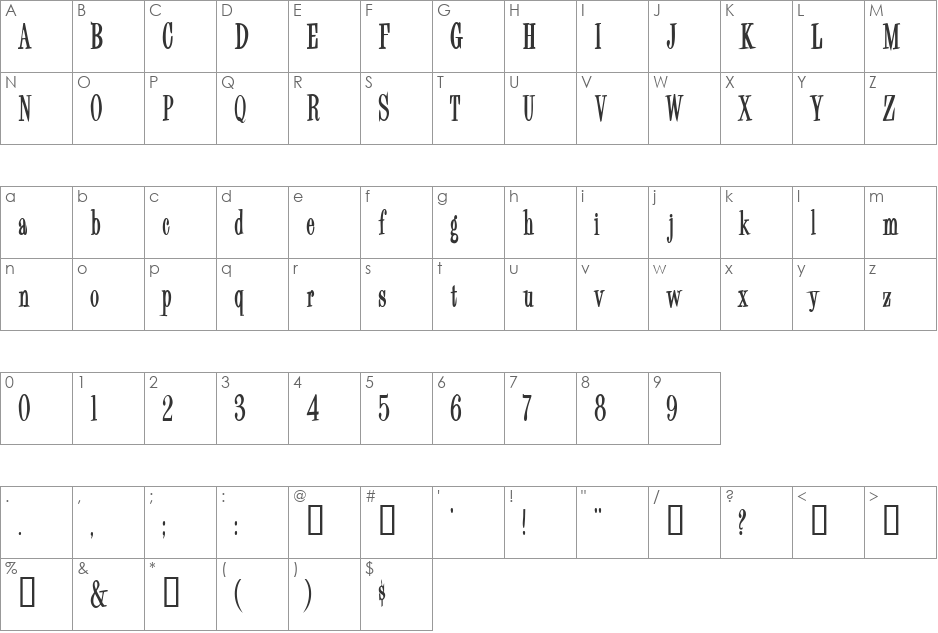 SecretarialPool font character map preview