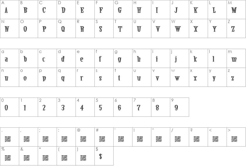 SecretEvent font character map preview