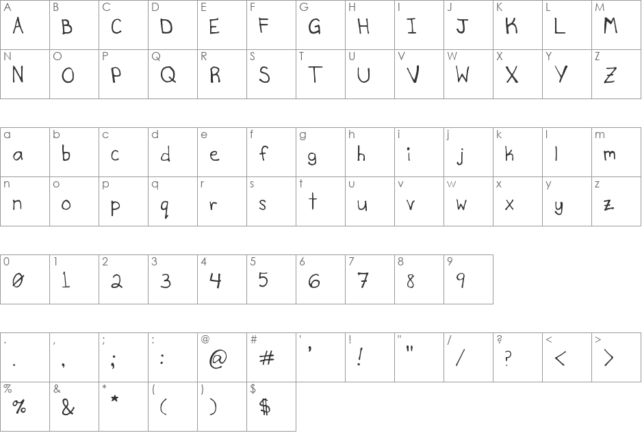 SecretSlob font character map preview