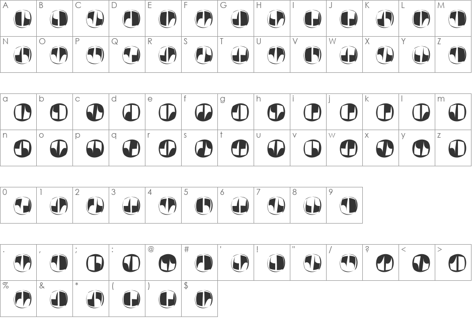 SecretWriting font character map preview
