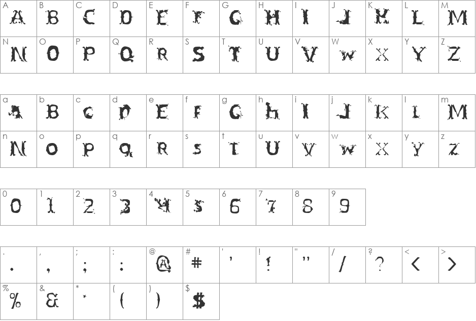 Sect font character map preview