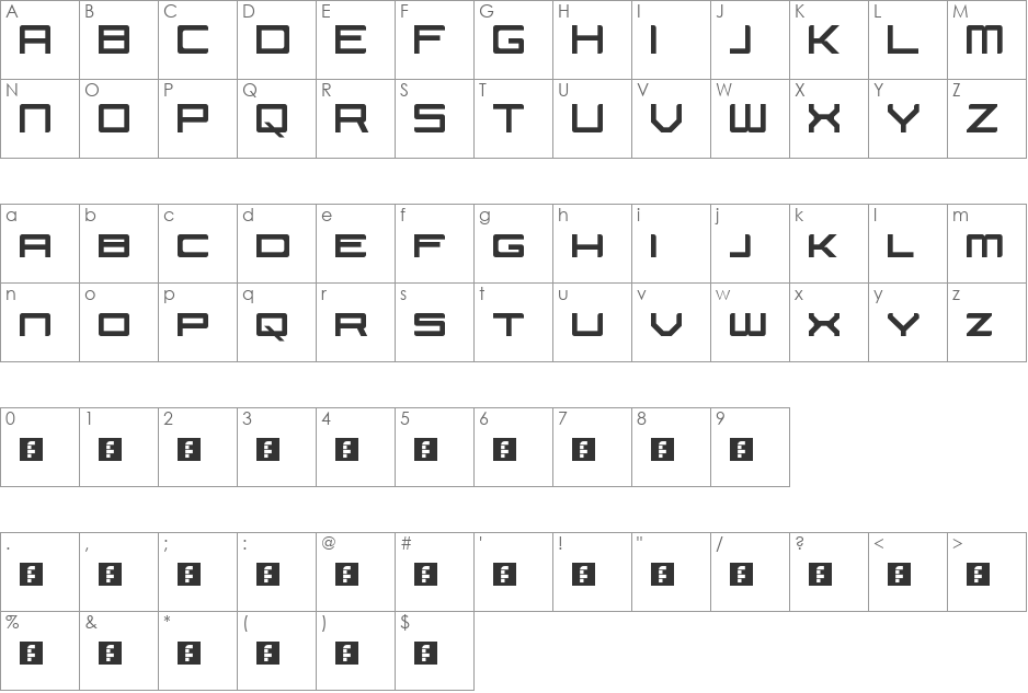 Sectarian font character map preview