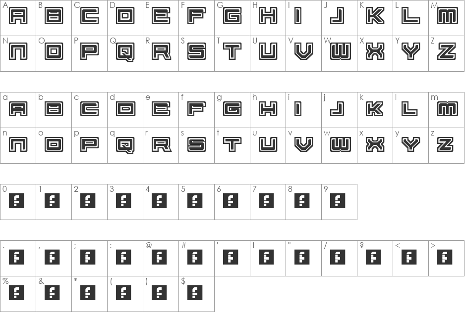 Sectarian Outline font character map preview