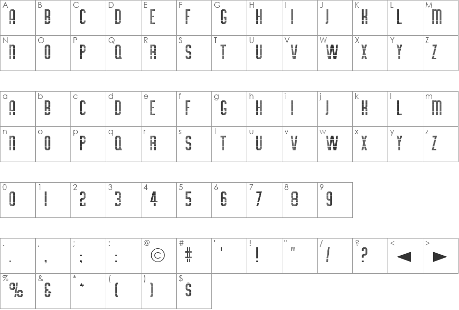 Section CG font character map preview
