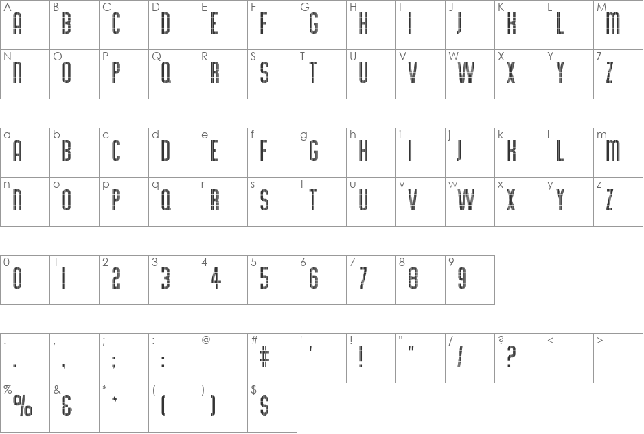 Section CG Bold Cond font character map preview