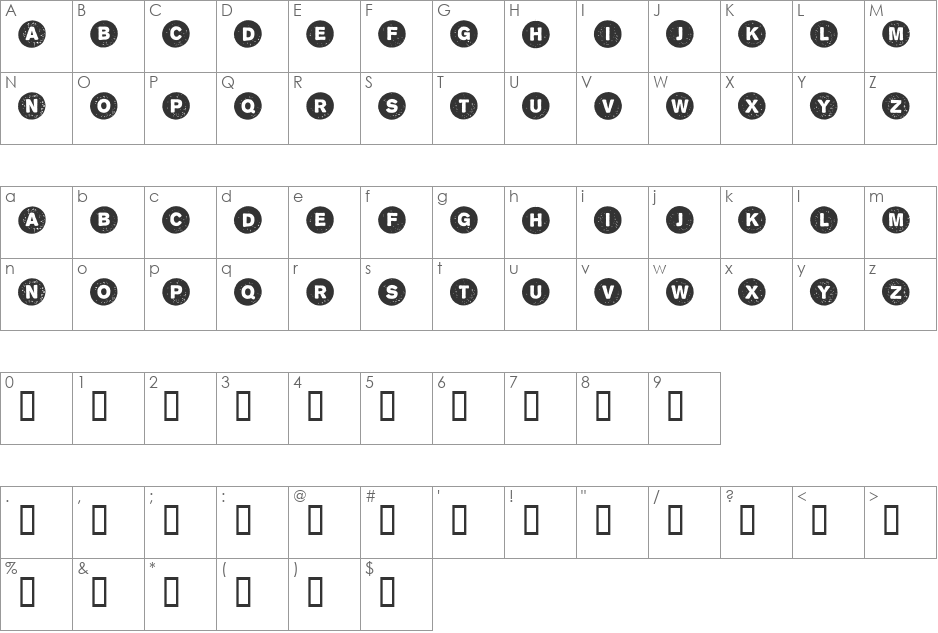 SectionIntersection font character map preview