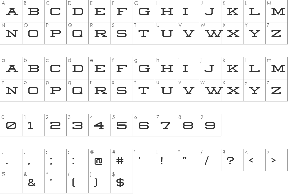Sedgwick Co font character map preview