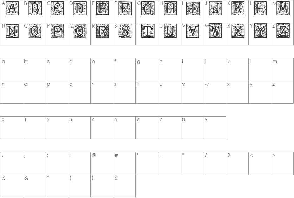 See My Etchings font character map preview