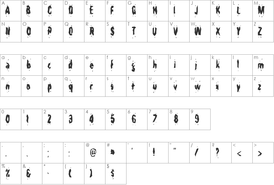 SeedPeopleCondensed font character map preview