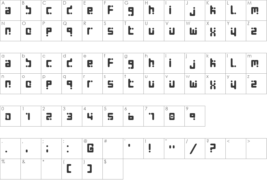 Seeds Cyr font character map preview