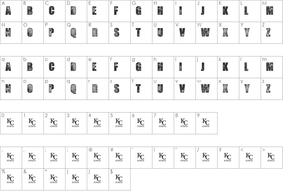 Seedy Motel font character map preview