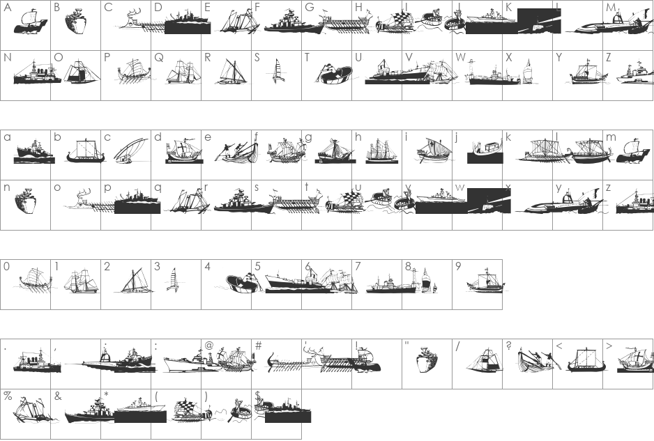 Seefahrer font character map preview