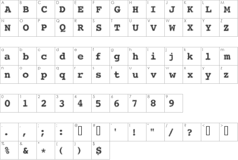 SeeYourPoint font character map preview