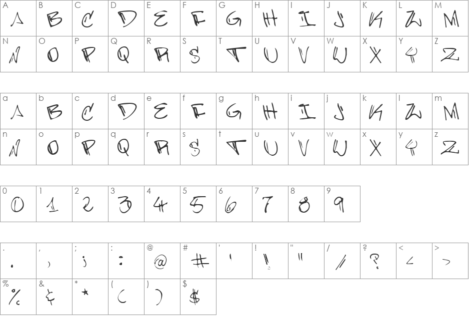 Barrakuda'z FontZamba font character map preview
