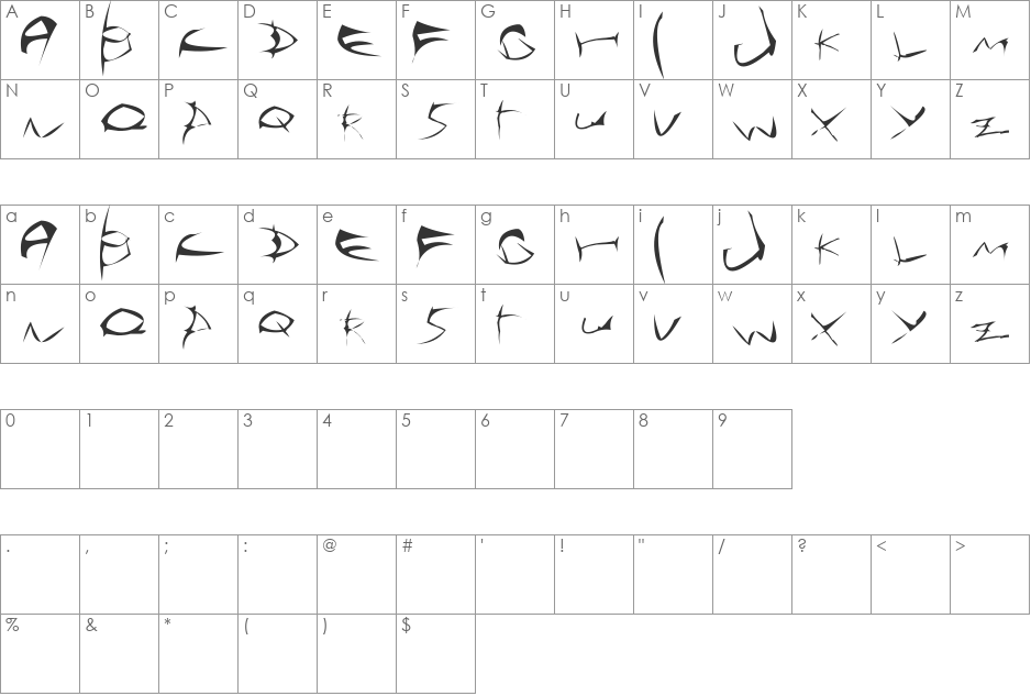 Sehnsecht Font Made By: AiR font character map preview