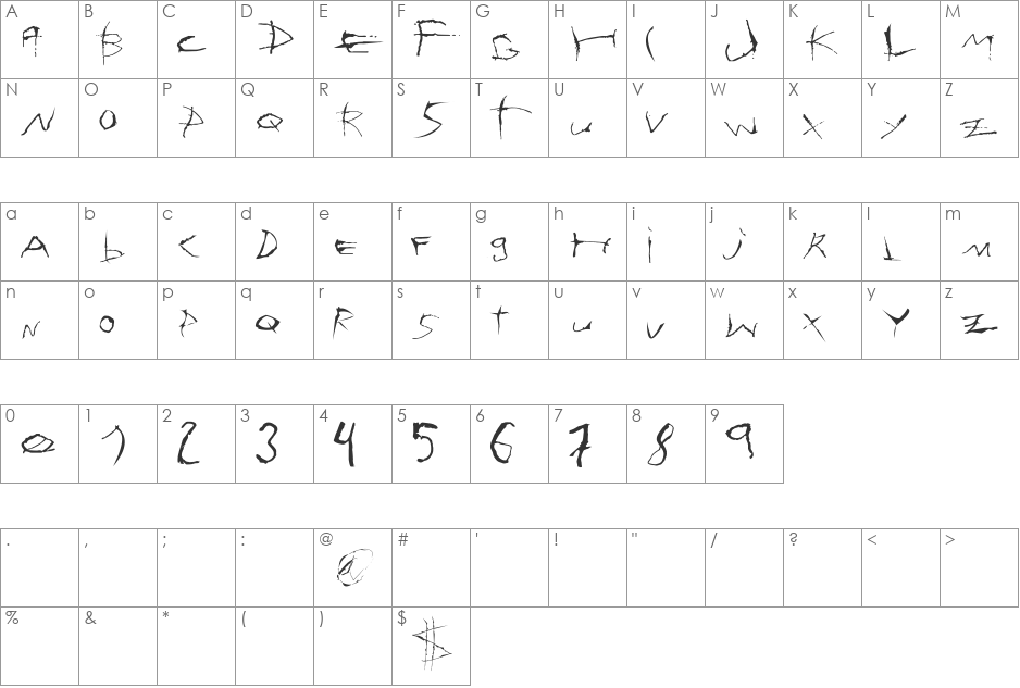 Sehnsucht Font font character map preview