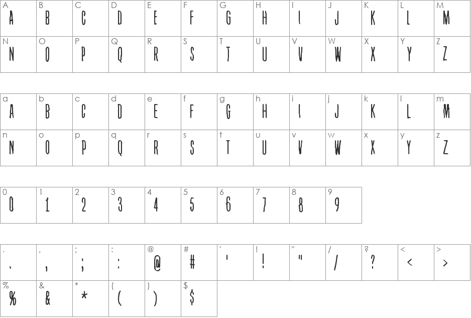 Sekunda font character map preview
