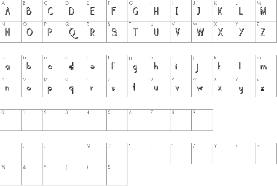 selari font character map preview