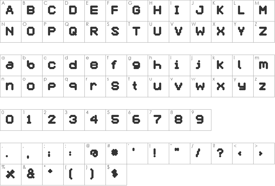 Selector font character map preview