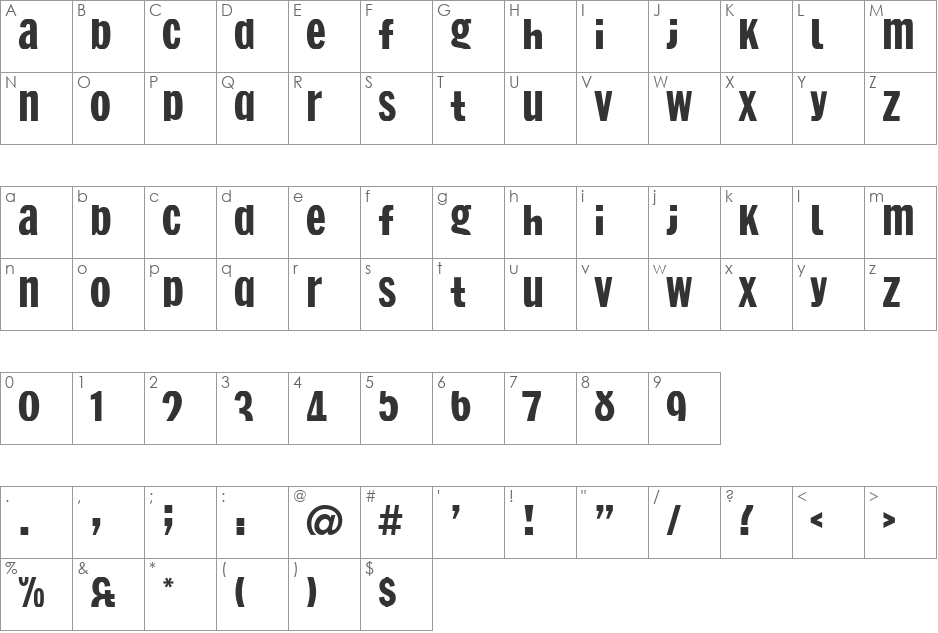 SelfCensorShit font character map preview