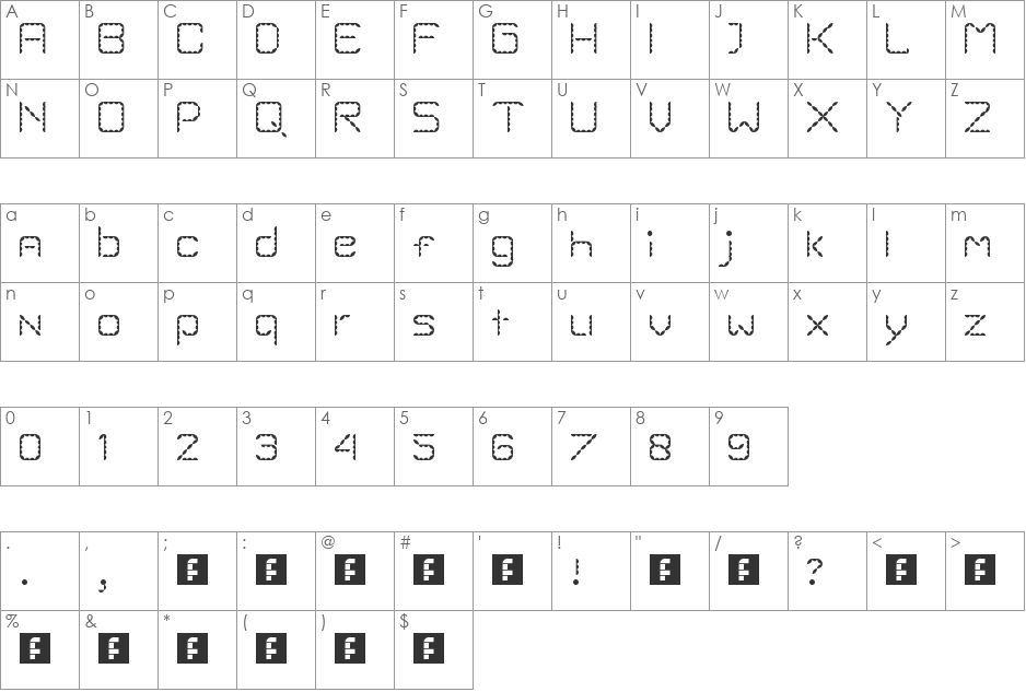 Selliebell font character map preview