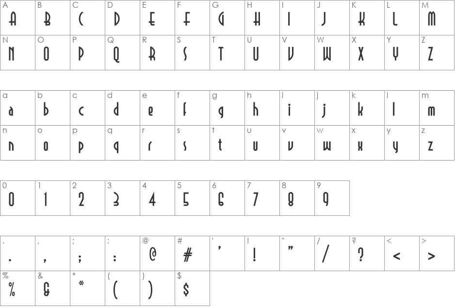 Selznick Remix NF font character map preview
