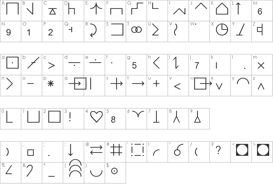 Semant37 font character map preview