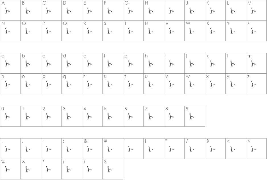 Semaphore font character map preview