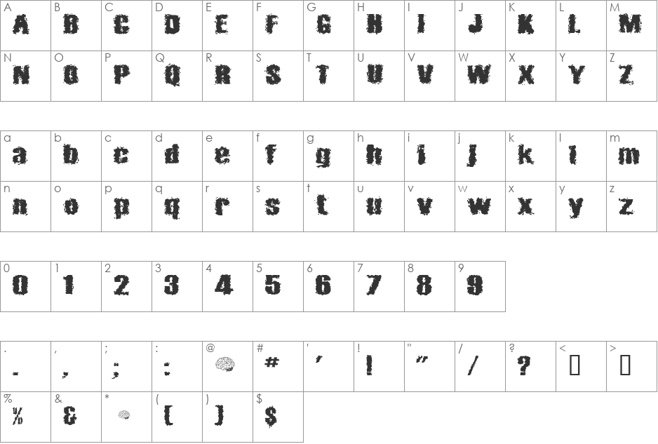 Barricades font character map preview