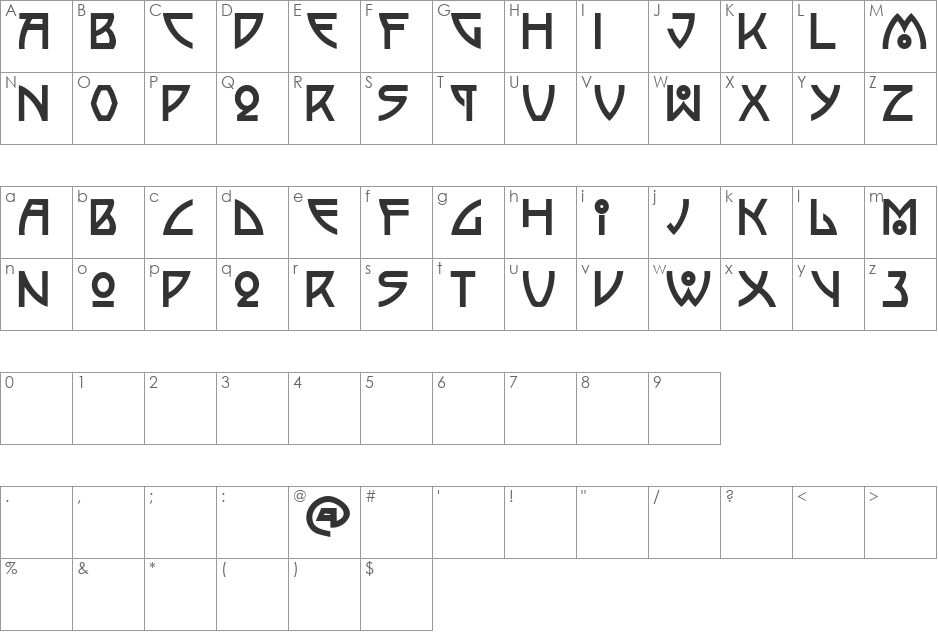Semiramis font character map preview
