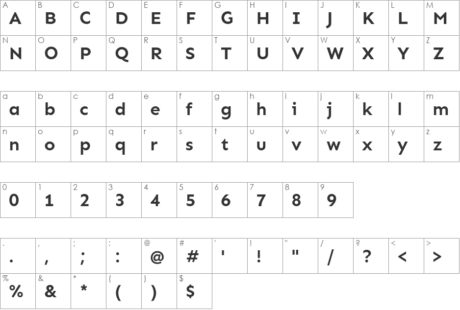 Sen-Regular font character map preview