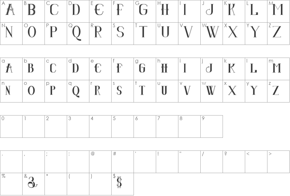 Senandung Malam College font character map preview