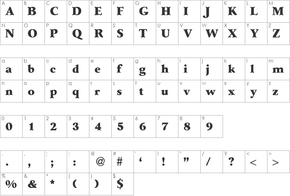 SenateExtrabold font character map preview