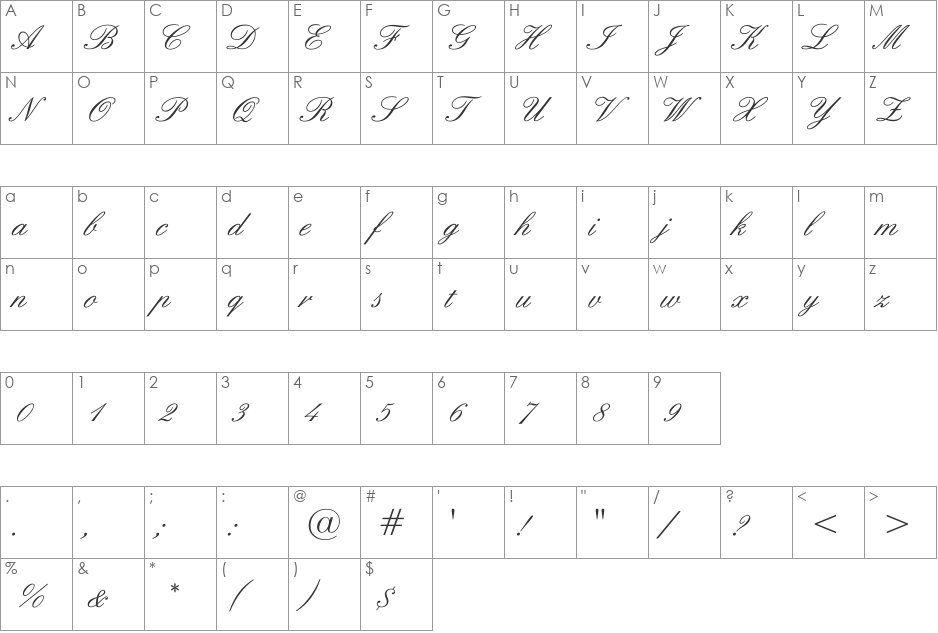Senator font character map preview