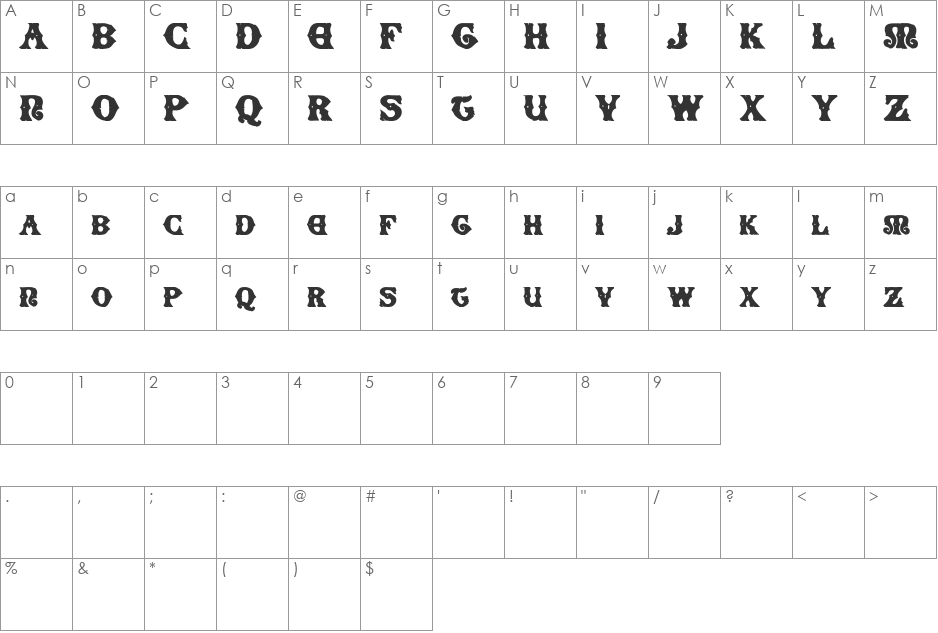 SenectusMorbusTwo font character map preview