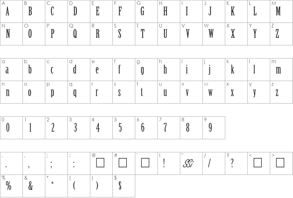 SentinalSSK font character map preview