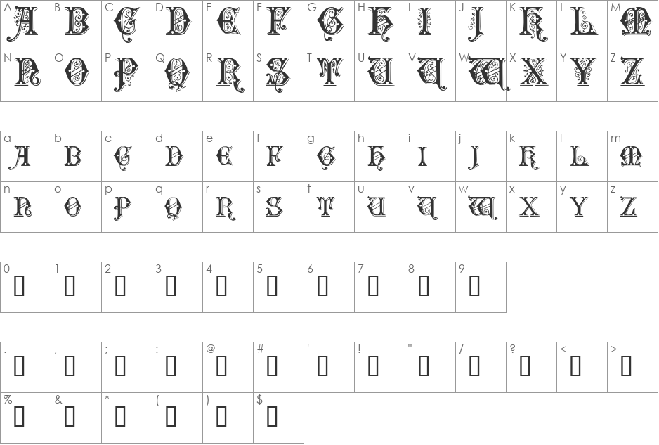 Sentinel font character map preview