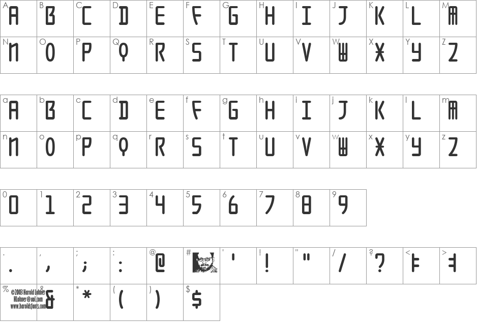 SeoulCaps font character map preview