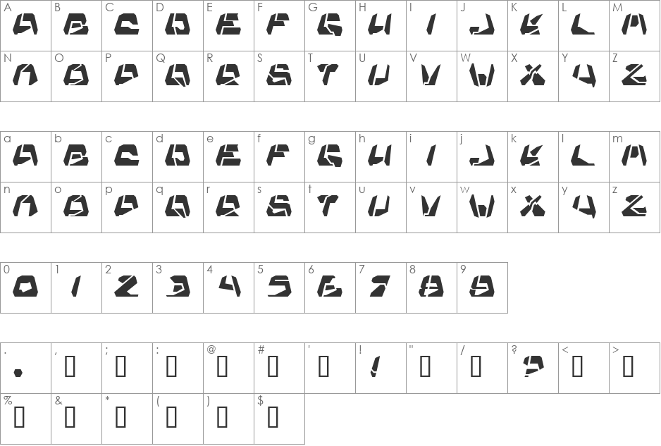 Sephus font character map preview