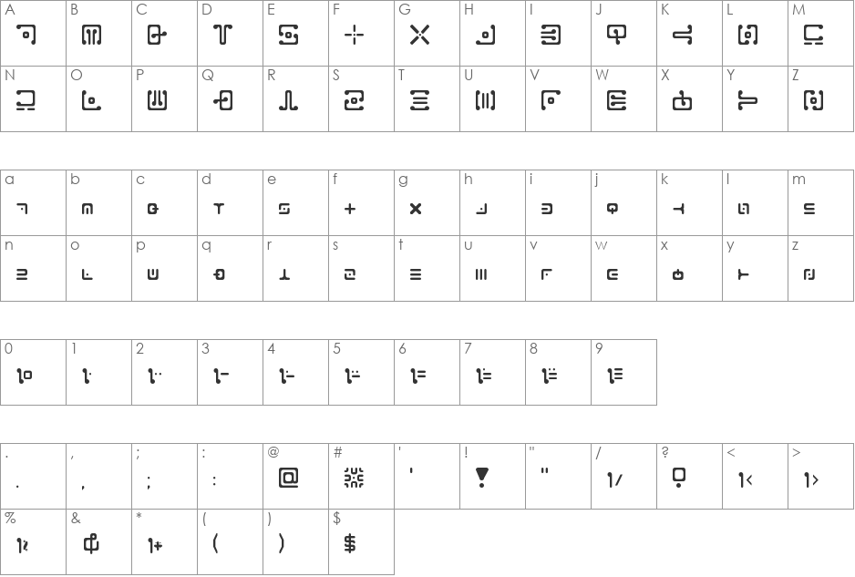 SeptoGylph font character map preview