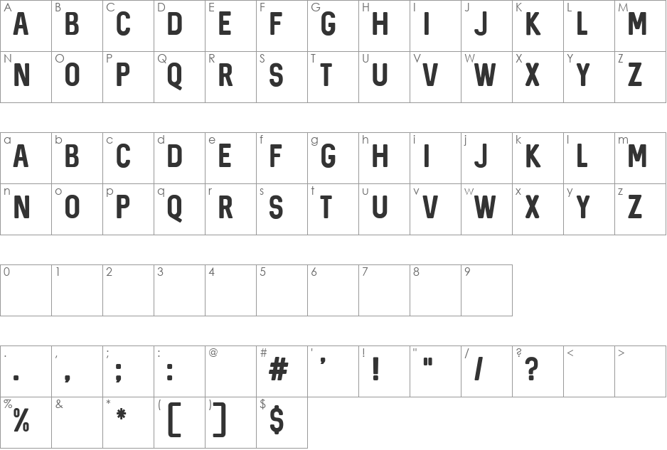 Sequel font character map preview