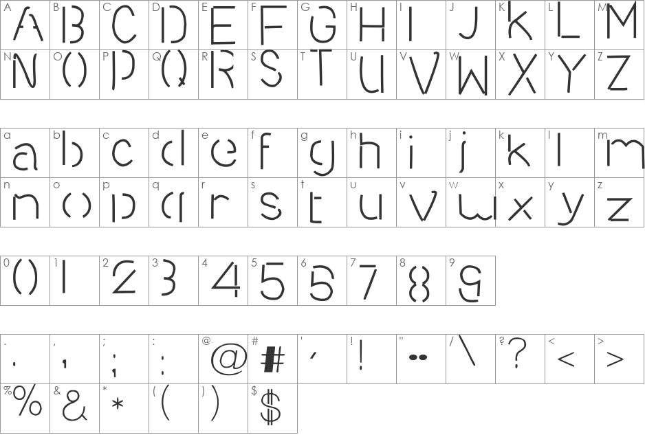 Sequence Light font character map preview