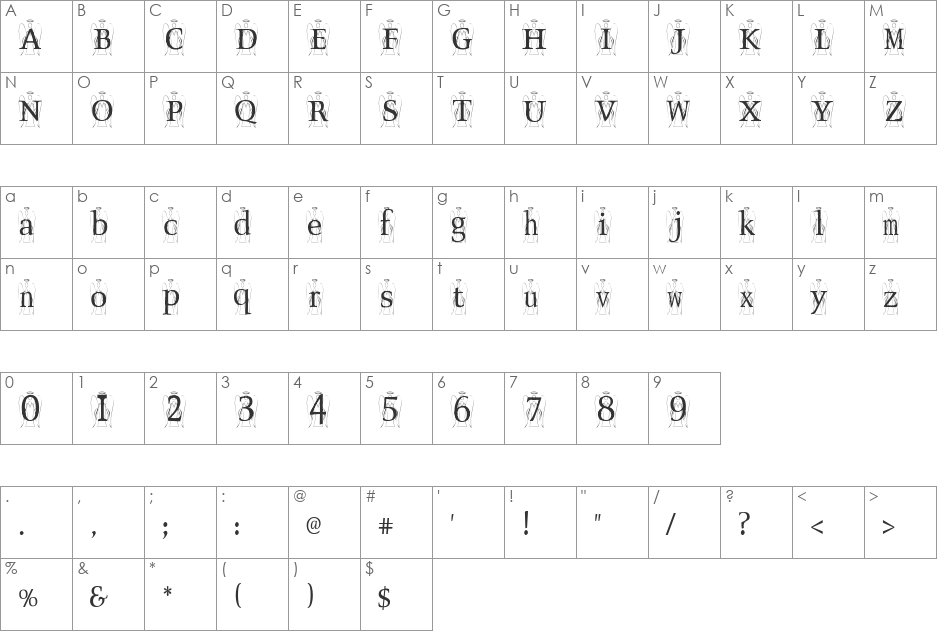 Seraph font character map preview
